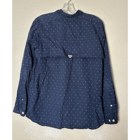 Columbia Super Bonehead Blue Polka Dot Button Up Shirt - Picture 2 of 6